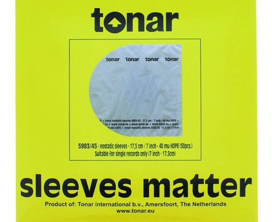 Tonar Nostatic Inner Sleeves 7 Inch, 50 Pieces